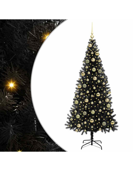 Albero di Natale con 300 LED con supporto Nero 210 cm PVC
