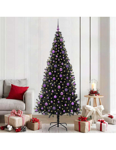 Albero di Natale con 300 LED con supporto Nero 210 cm PVC