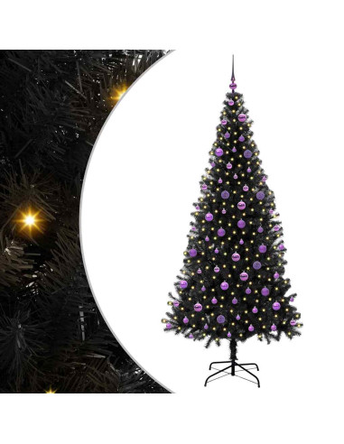 Albero di Natale con 300 LED con supporto Nero 210 cm PVC