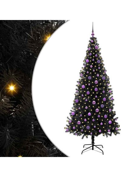 Albero di Natale con 300 LED con supporto Nero 210 cm PVC