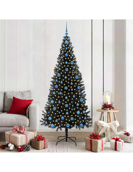 Albero di Natale con 300 LED con supporto Nero 210 cm PVC