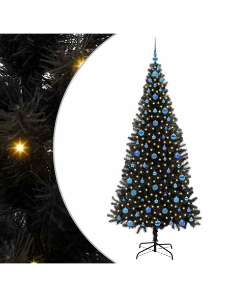 Albero di Natale con 300 LED con supporto Nero 210 cm PVC