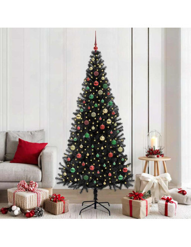 Albero di Natale con 300 LED con supporto Nero 210 cm PVC