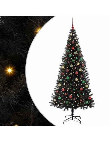 Albero di Natale con 300 LED con supporto Nero 210 cm PVC