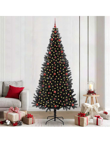 Albero di Natale con 300 LED con supporto Nero 240 cm PVC