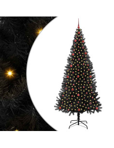 Albero di Natale con 300 LED con supporto Nero 240 cm PVC 2