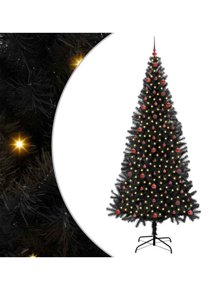 Albero di Natale con 300 LED con supporto Nero 240 cm PVC