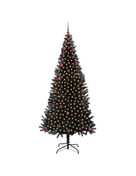 Albero di Natale con 300 LED con supporto Nero 240 cm PVC
