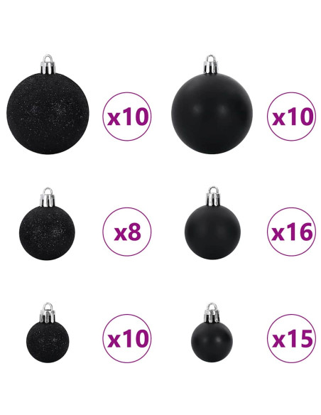 Albero di Natale con 300 LED con supporto Nero 240 cm PVC