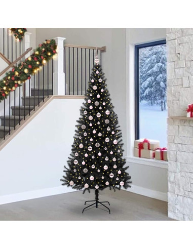 Albero di Natale con 300 LED con supporto Nero 240 cm PVC