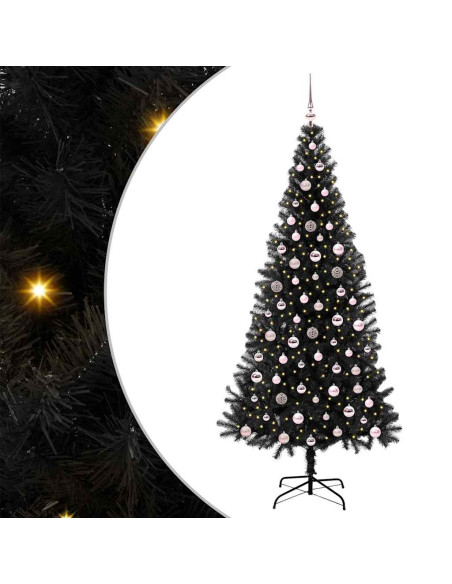 Albero di Natale con 300 LED con supporto Nero 240 cm PVC