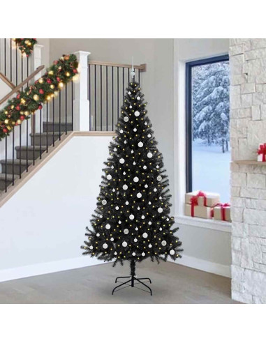 Albero di Natale con 300 LED con supporto Nero 240 cm PVC
