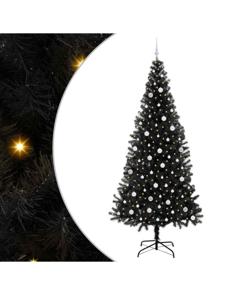 Albero di Natale con 300 LED con supporto Nero 240 cm PVC