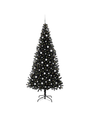 Albero di Natale con 300 LED con supporto Nero 240 cm PVC