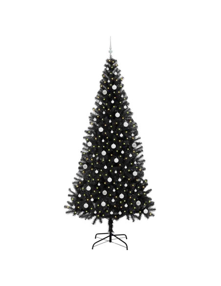 Albero di Natale con 300 LED con supporto Nero 240 cm PVC