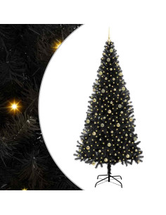 Albero di Natale con 300 LED con supporto Nero 240 cm PVC 2