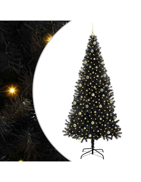 Albero di Natale con 300 LED con supporto Nero 240 cm PVC