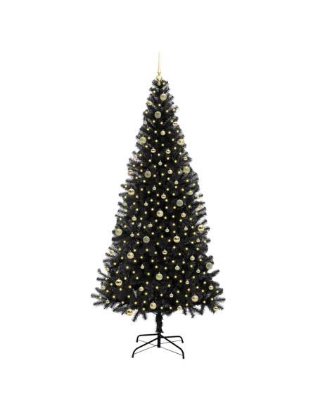 Albero di Natale con 300 LED con supporto Nero 240 cm PVC