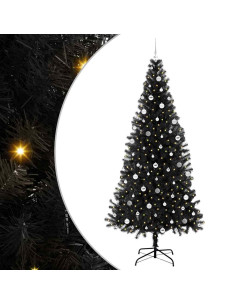 Albero di Natale con 300 LED con supporto Nero 240 cm PVC 2