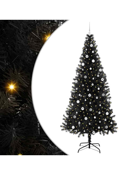 Albero di Natale con 300 LED con supporto Nero 240 cm PVC
