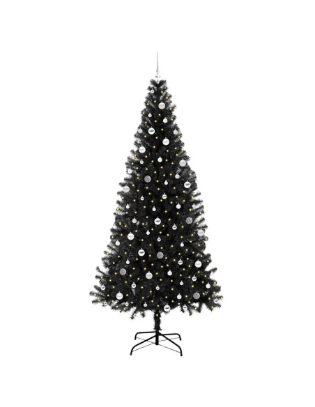Albero di Natale con 300 LED con supporto Nero 240 cm PVC