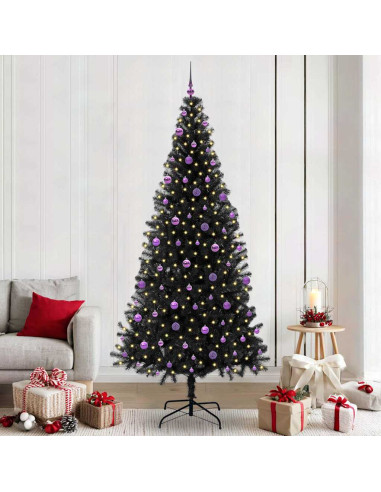Albero di Natale con 300 LED con supporto Nero 240 cm PVC