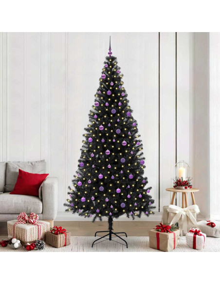 Albero di Natale con 300 LED con supporto Nero 240 cm PVC