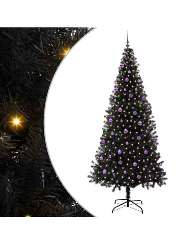 Albero di Natale con 300 LED con supporto Nero 240 cm PVC