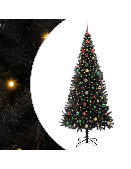 Albero di Natale con 300 LED con supporto Nero 240 cm PVC