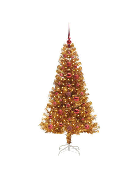 Albero di Natale con 150 LED con supporto Oro 120 cm PET