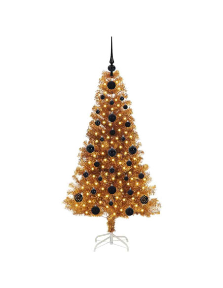 Albero di Natale con 150 LED con supporto Oro 120 cm PET