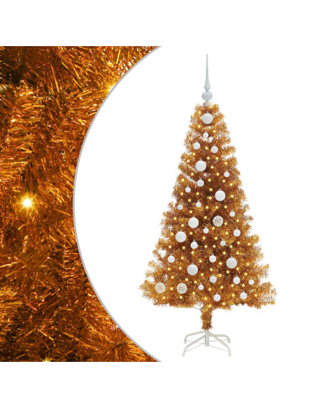Albero di Natale con 150 LED con supporto Oro 120 cm PET