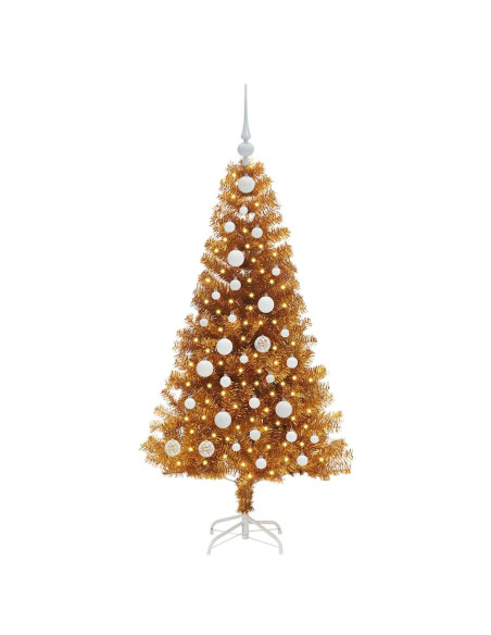 Albero di Natale con 150 LED con supporto Oro 120 cm PET