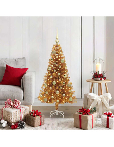 Albero di Natale con 150 LED con supporto Oro 120 cm PET
