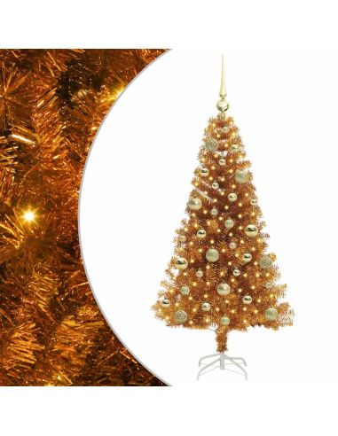Albero di Natale con 150 LED con supporto Oro 120 cm PET