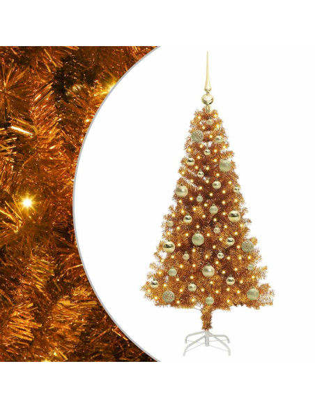 Albero di Natale con 150 LED con supporto Oro 120 cm PET