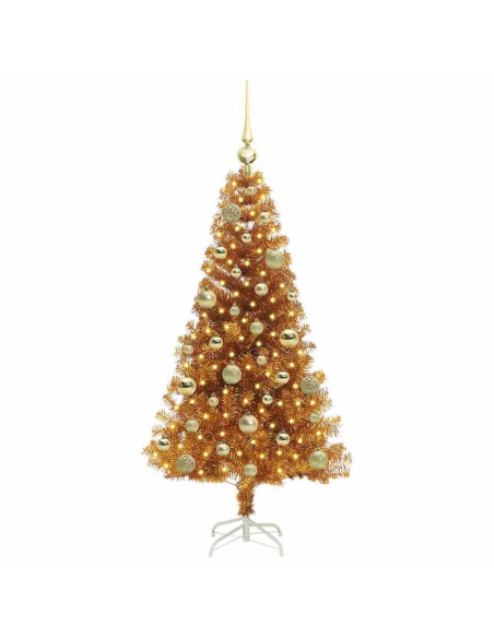 Albero di Natale con 150 LED con supporto Oro 120 cm PET