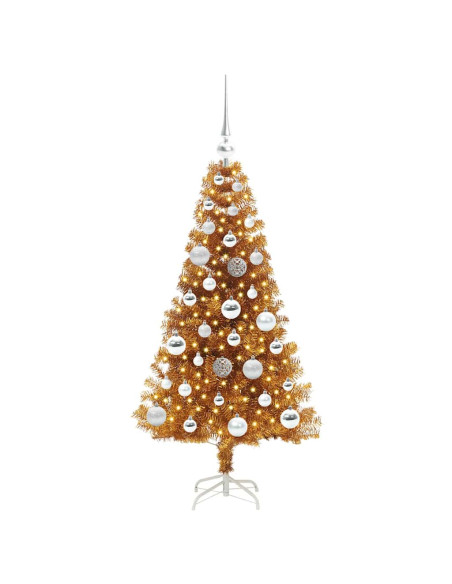 Albero di Natale con 150 LED con supporto Oro 120 cm PET