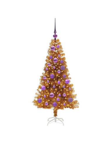 Albero di Natale con 150 LED con supporto Oro 120 cm PET