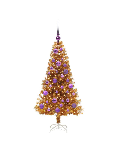 Albero di Natale con 150 LED con supporto Oro 120 cm PET