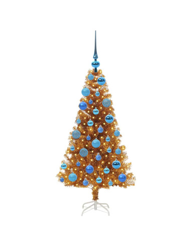 Albero di Natale con 150 LED con supporto Oro 120 cm PET