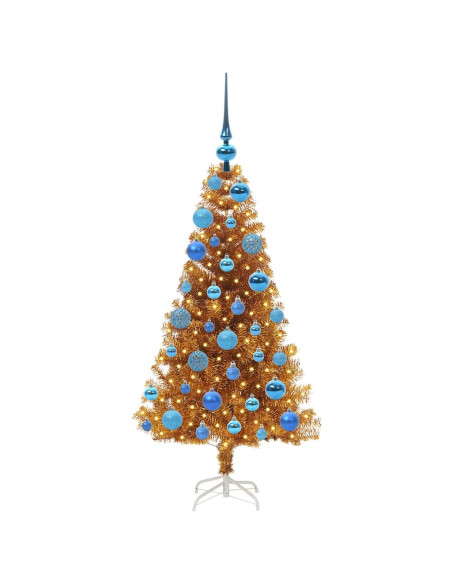 Albero di Natale con 150 LED con supporto Oro 120 cm PET