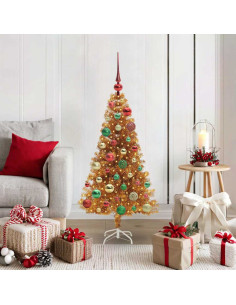 Albero di Natale con 150 LED con supporto Oro 120 cm PET 2
