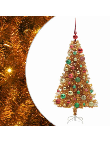 Albero di Natale con 150 LED con supporto Oro 120 cm PET