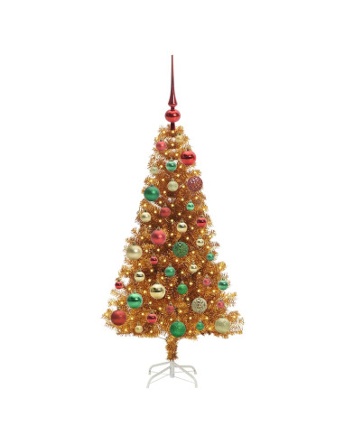 Albero di Natale con 150 LED con supporto Oro 120 cm PET