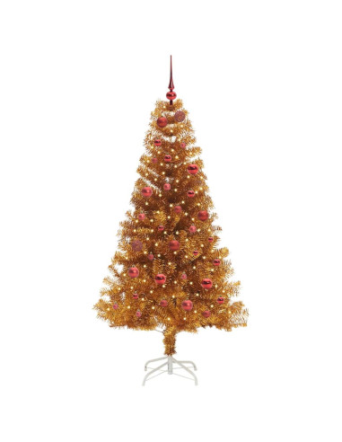 Albero di Natale con 150 LED con supporto Oro 150 cm PET