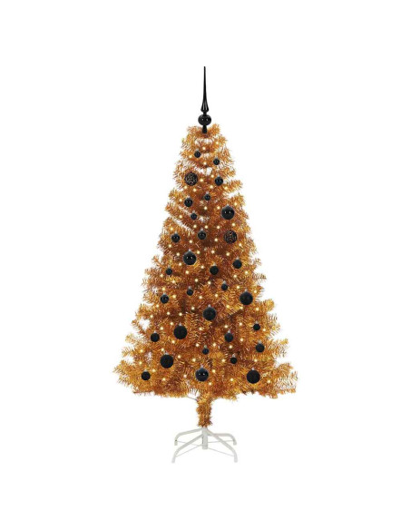 Albero di Natale con 150 LED con supporto Oro 150 cm PET