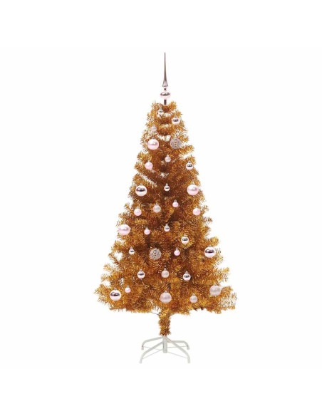 Albero di Natale con 150 LED con supporto Oro 150 cm PET