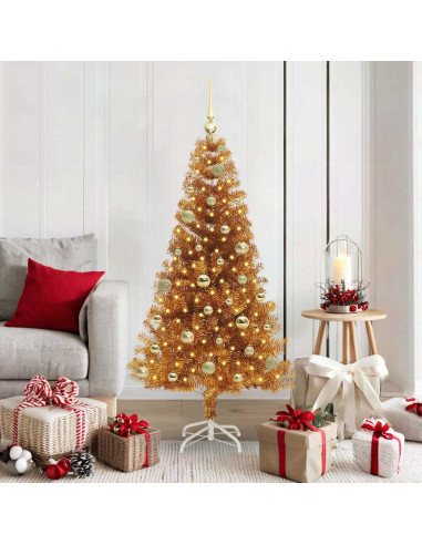 Albero di Natale con 150 LED con supporto Oro 150 cm PET