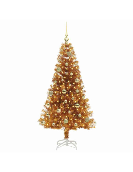 Albero di Natale con 150 LED con supporto Oro 150 cm PET